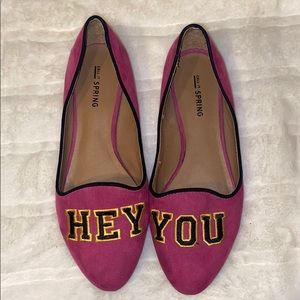 “HEY YOU” Magenta Colored Flats